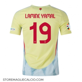 Spagna Lamine Yamal #19 Maglia Gara Trasferta Repliche Europei 2024